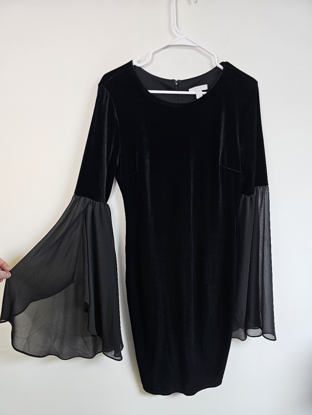 Vintage New York & Company Gothic Whimsigoth Sheer Bell Sleeve Velvet Dress